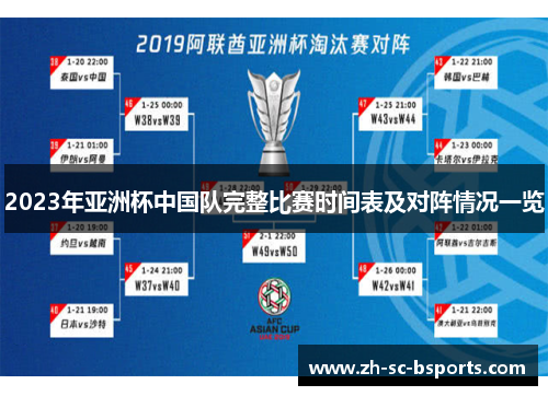2023年亚洲杯中国队完整比赛时间表及对阵情况一览